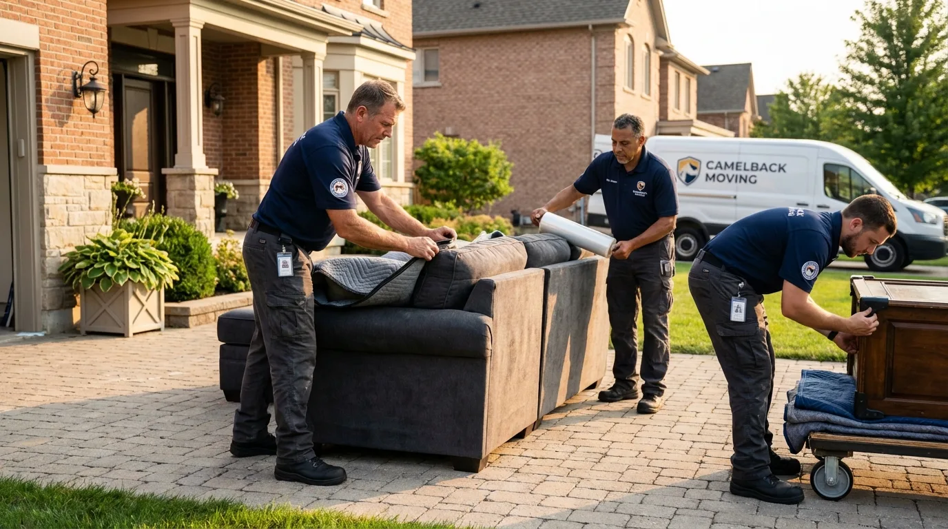 Large estate moving crew wrapping furniture in Ridgway, PA